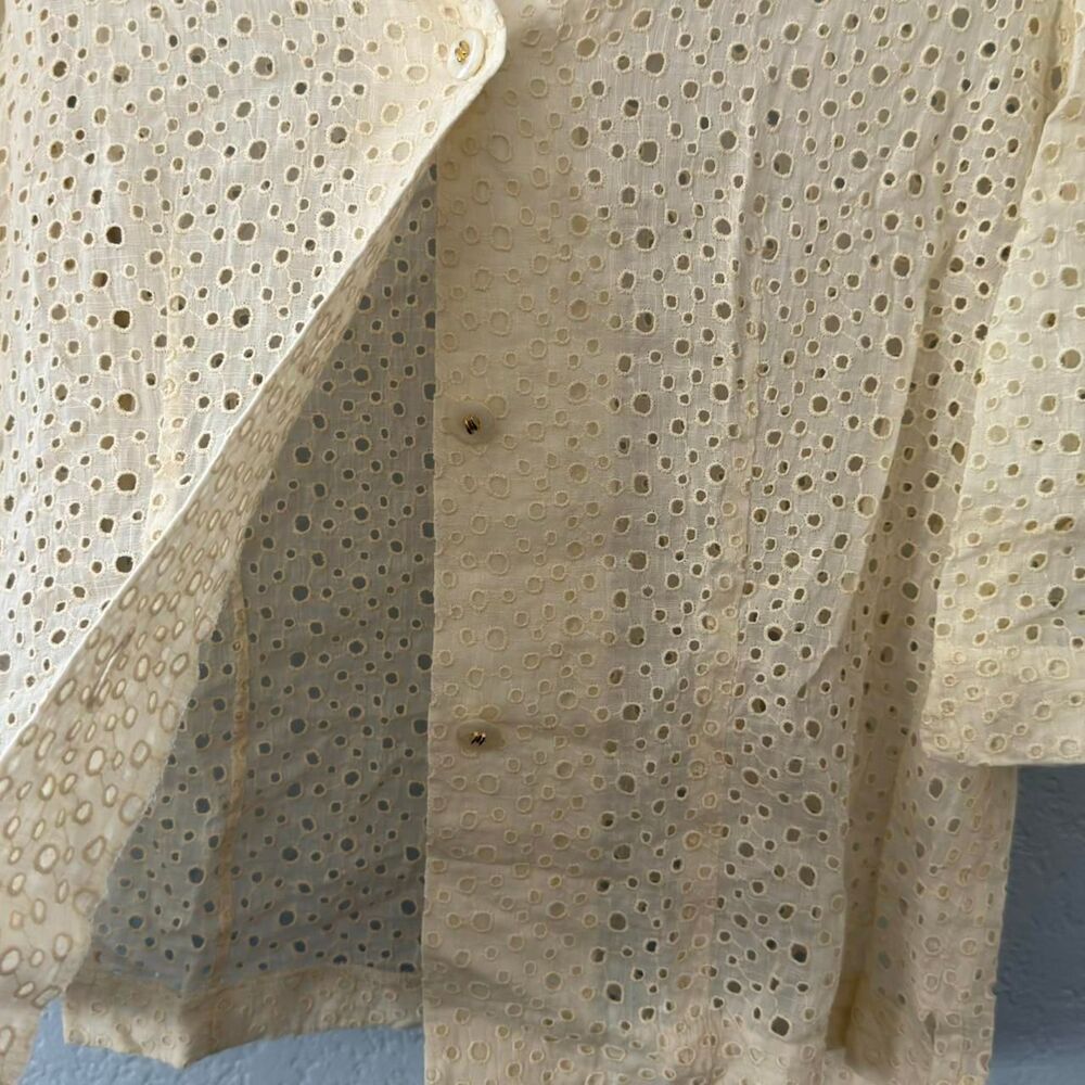 Women's Yellow and Cream Blouse - Picture 3 of 4